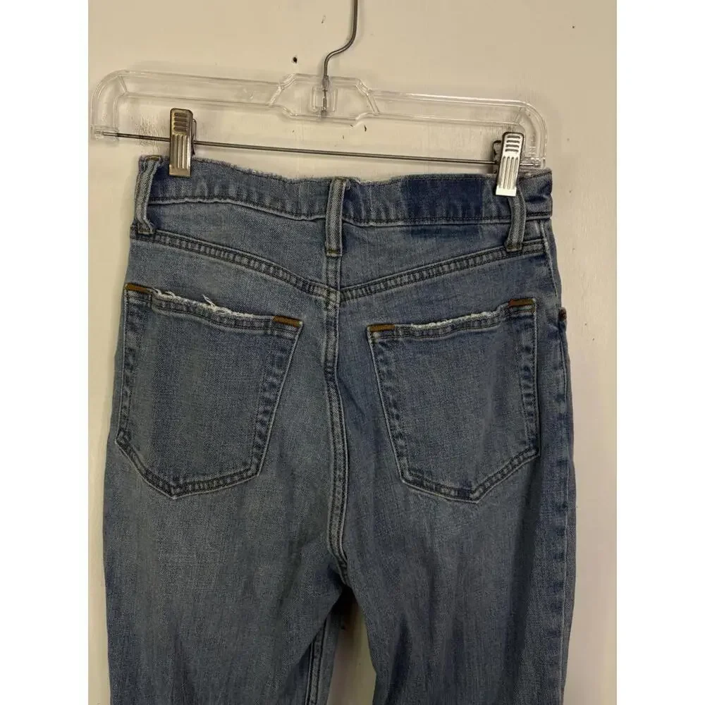 Abercrombie Fitch Jeans Womens 26 2 Ankle Straight Ultra High Rise Chewed Hem